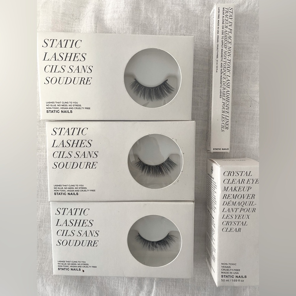 Set of 3 Static Nails Lashes and Makeup Remover and liner adhesive NIB